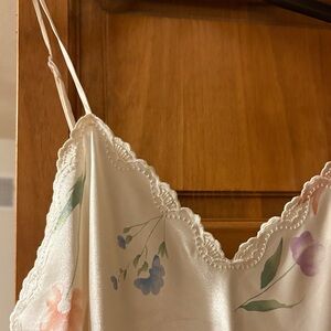 Floral Cream Chemise with Lace Accents